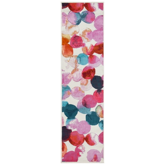 SAFAVIEH Lillian Henrietta Polka Dot Runner Rug, Rose/Light Blue, 2'2" x 7'