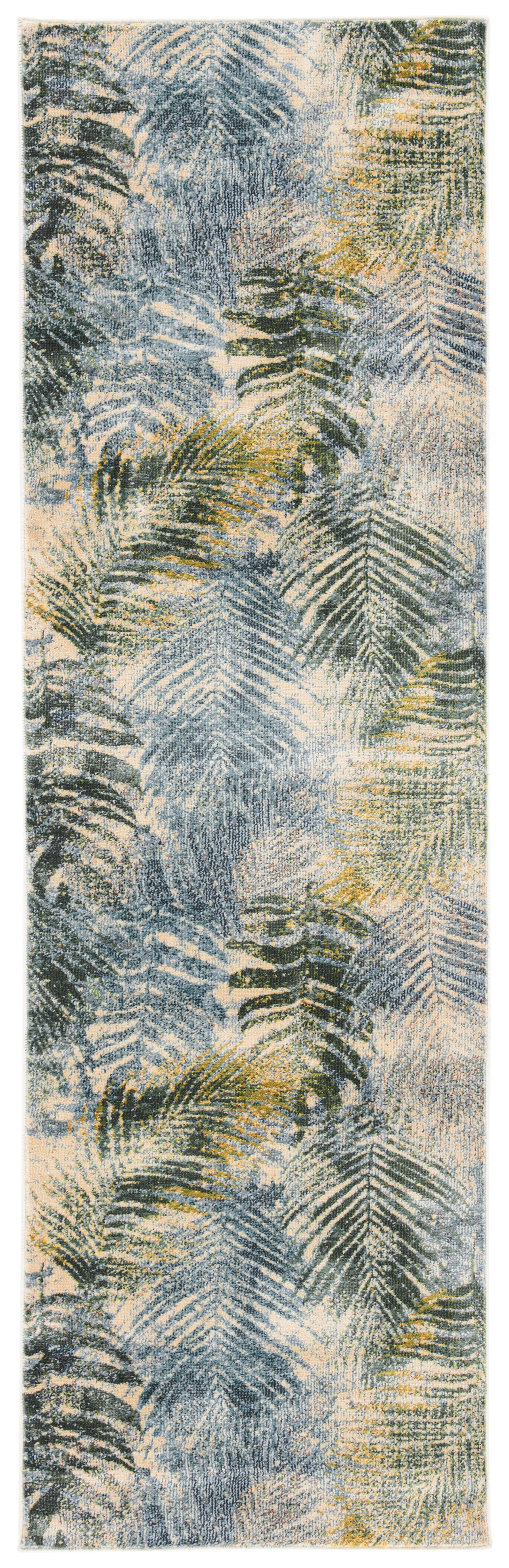 Lillian LLN308 Power Loomed Runner Rug - Blue/Green - 2'2"x7' - Safavieh