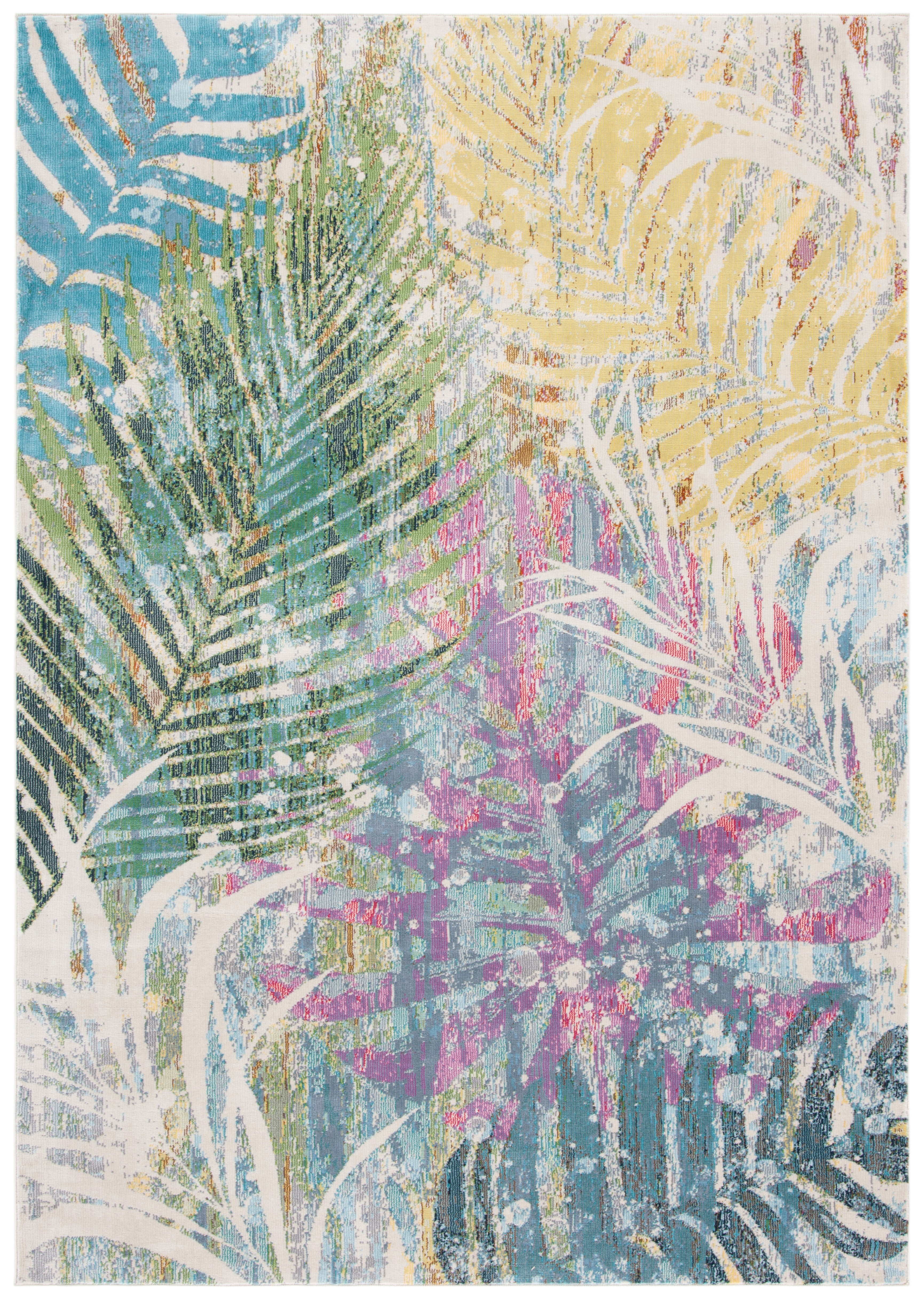 Elysian Bloom Blue Floral Hand-Knotted Synthetic Area Rug - 5' x 7'