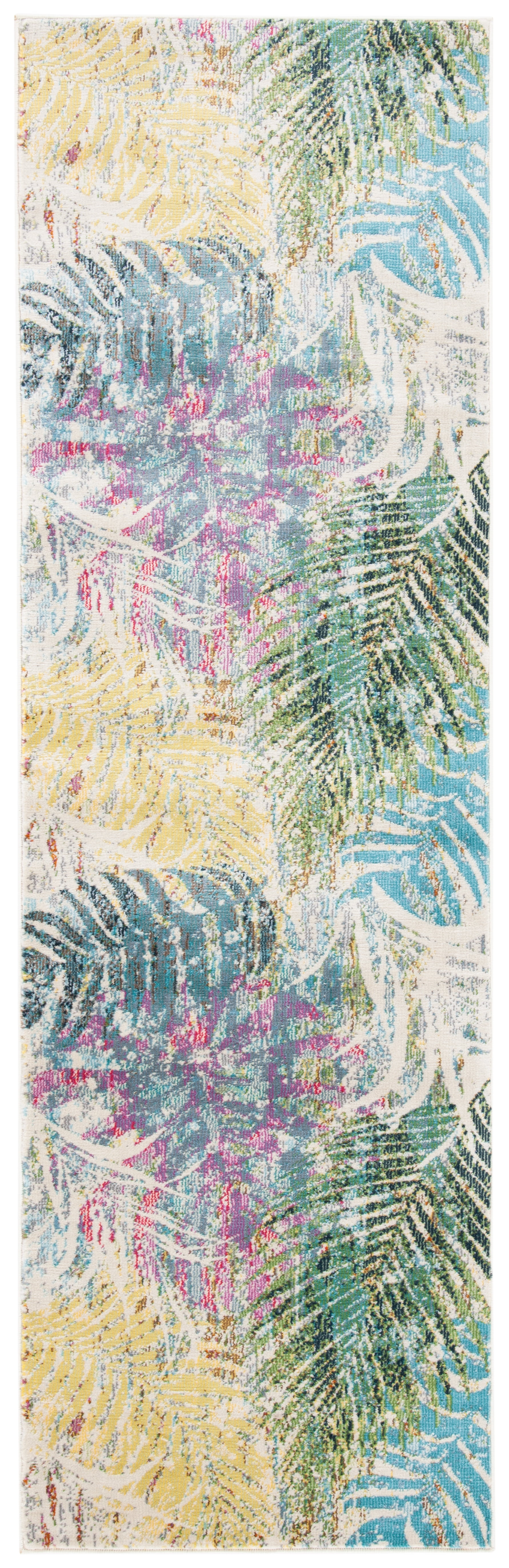 Blue & Green Floral Dream Runner Rug - Easy Care Synthetic