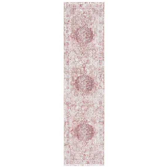 SAFAVIEH Lilypond Canes Oriental Runner Rug, Ivory/Rose, 2' x 12'