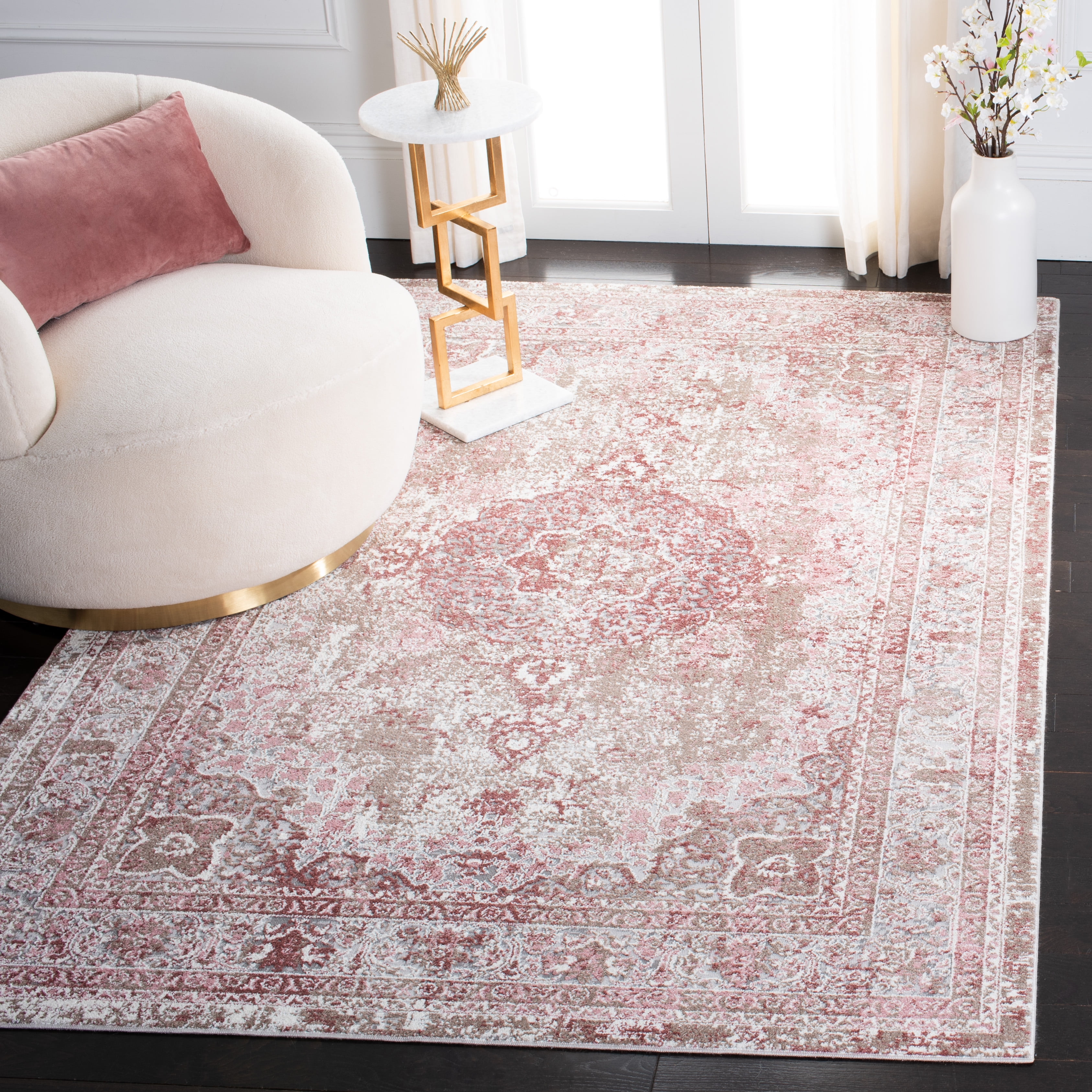 Ethereal Ivory Abstract 4' x 6' Synthetic Area Rug