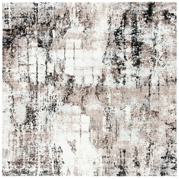 SAFAVIEH Lilypond Langdon Abstract Area Rug, Ivory/Grey, 6'7" x 6'7" Square