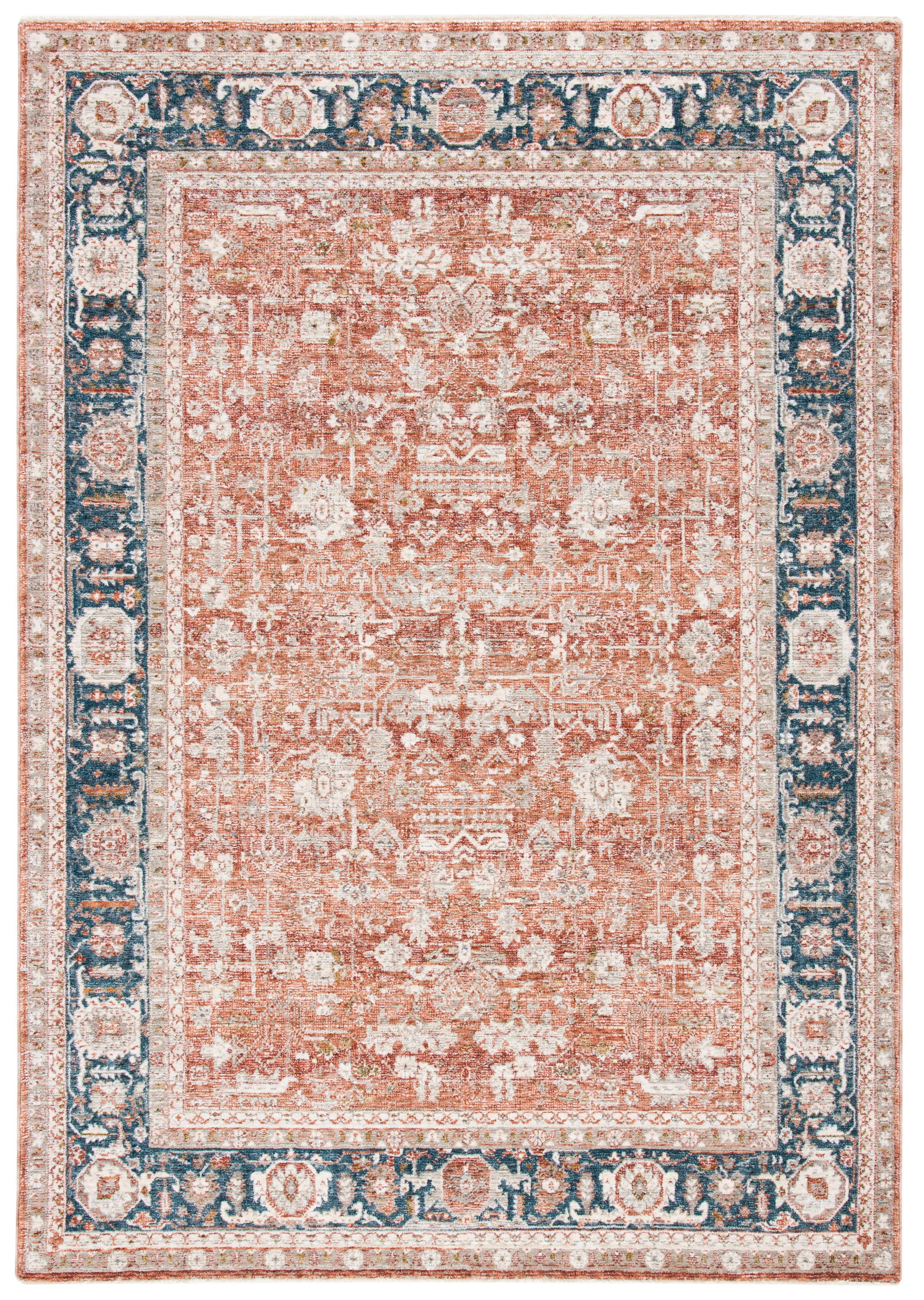 Rust Blue Rug Geometric Pattern SAFAVIEH Limitee Codie Oriental Area Rug, Rust/Blue, 8' x 10' - Walmart.com