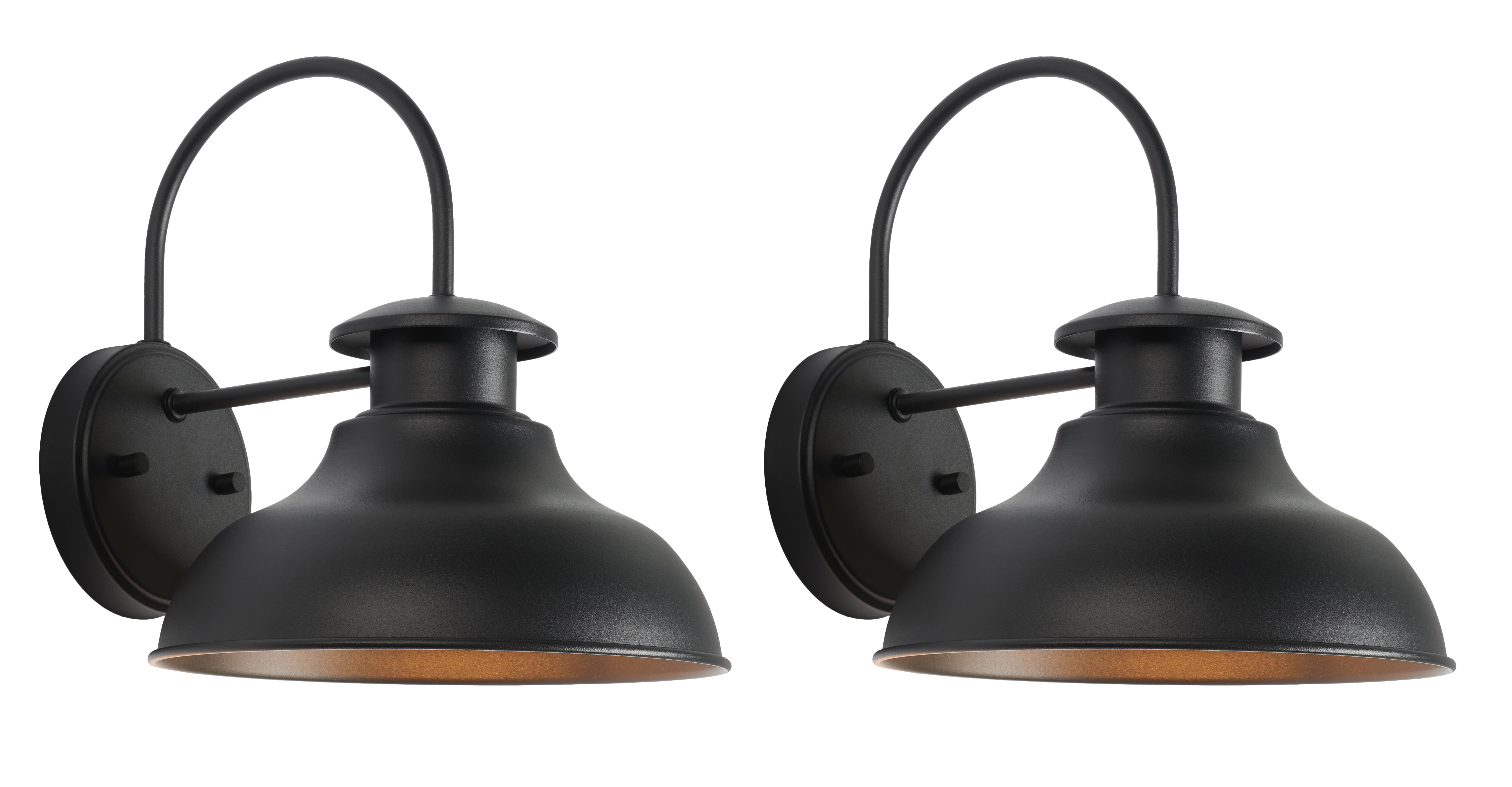 SAFAVIEH Linden 2-Light A19 Black Steel Wall Sconce with Black Shade, Set of 2