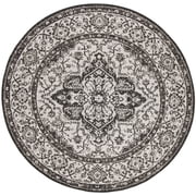 SAFAVIEH Linden Andreas Medallion Indoor/Outdoor Area Rug, Light Grey/Charcoal, 4' x 4' Round