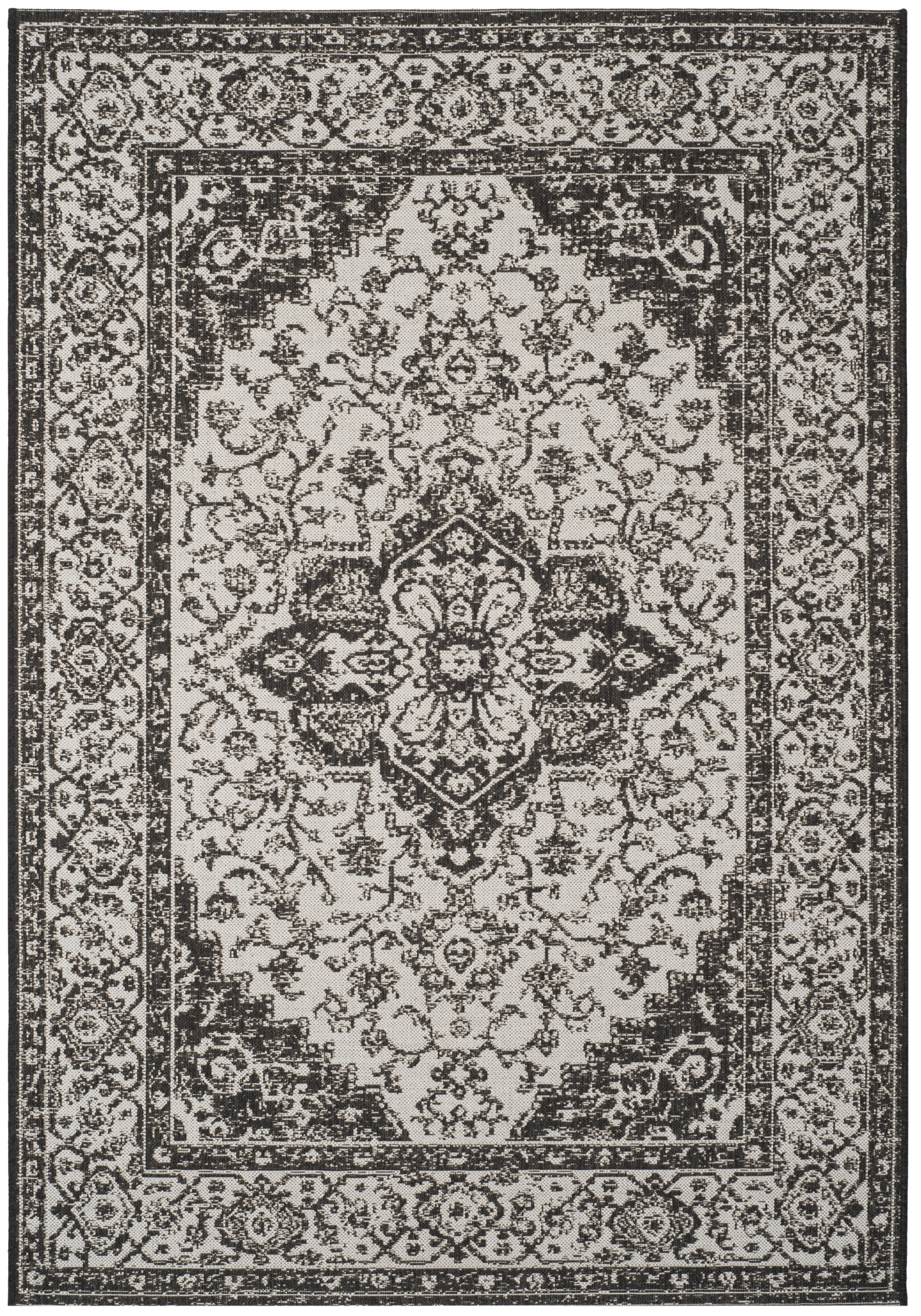 Linden Light Grey & Charcoal Geometric Synthetic Area Rug - 6'7" x 9'2"