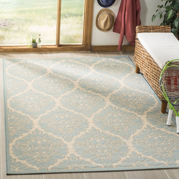 SAFAVIEH Linden Bryony Damask Area Rug, Cream/Aqua, 4' x 6'