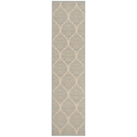 SAFAVIEH Linden Bryony Damask Runner Rug, Aqua/Cream, 2' x 8'
