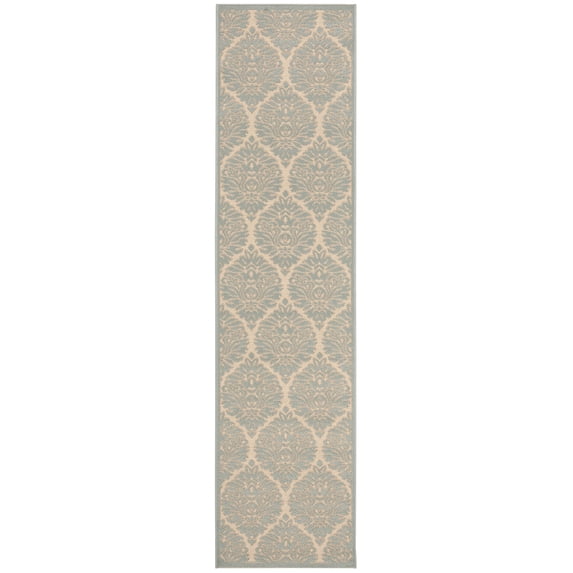 SAFAVIEH Linden Bryony Damask Runner Rug, Cream/Aqua, 2' x 8'