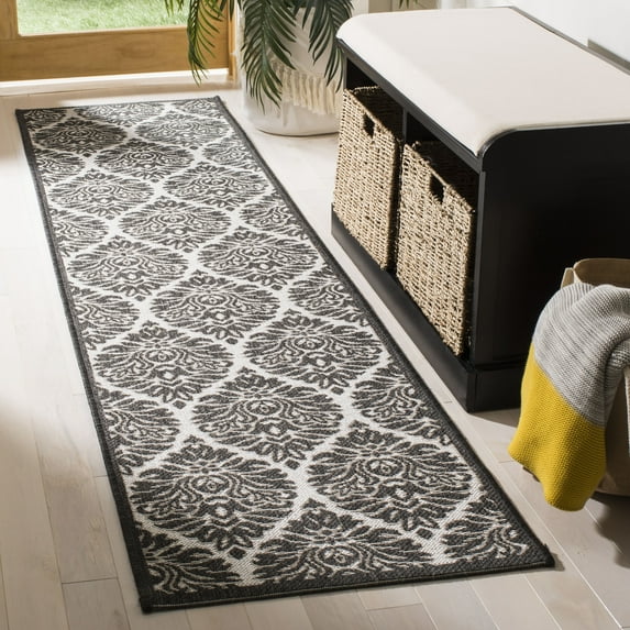 SAFAVIEH Linden Bryony Damask Runner Rug, Light Grey/Charcoal, 2' x 8'