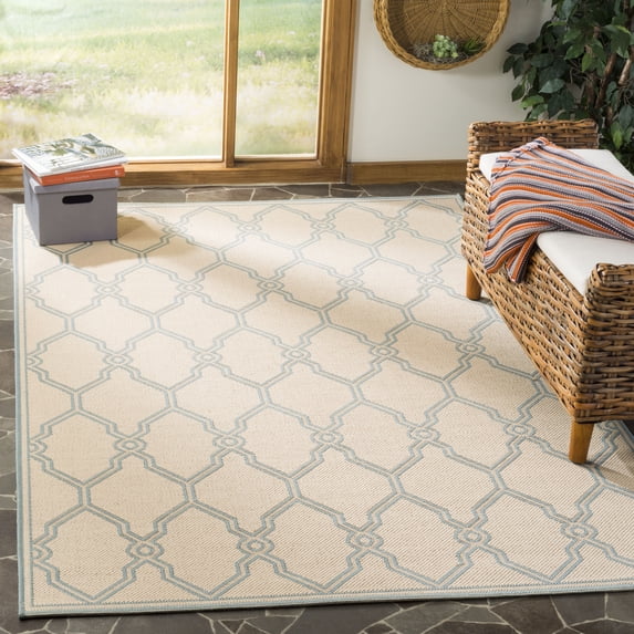 Safavieh Linden Carleton Geometric Indoor/Outdoor Area Rug, Cream/Aqua, 8' x 10'