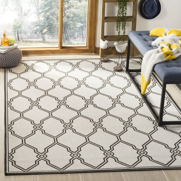SAFAVIEH Linden Carleton Geometric Area Rug, Light Grey/Charcoal, 4' x 6'