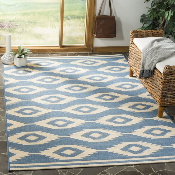 SAFAVIEH Linden Celandine Geometric Area Rug, Cream/Blue, 4' x 6'