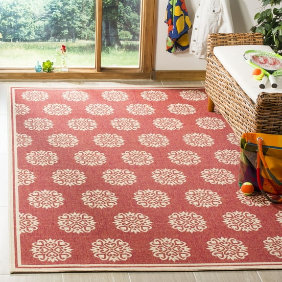 SAFAVIEH Linden Cheshunt Floral Area Rug, Red/Cream, 5'1" x 7'6"