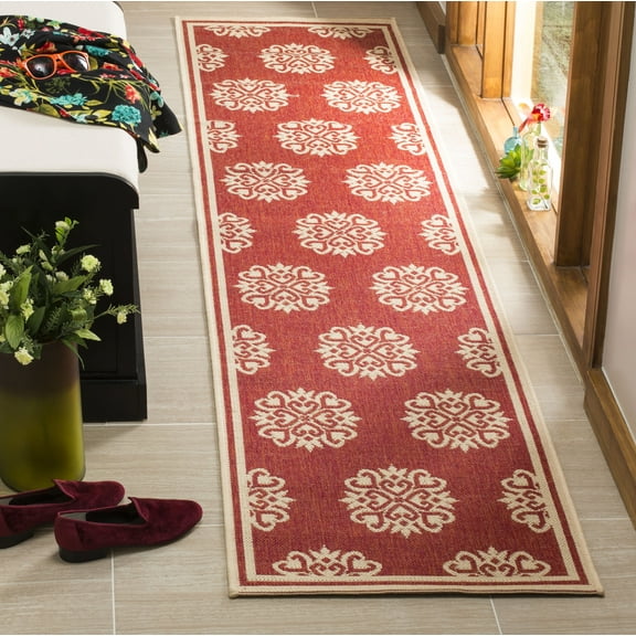 SAFAVIEH Linden Cheshunt Floral Runner Rug, Red/Cream, 2' x 8'