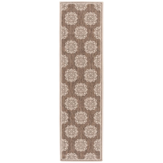 SAFAVIEH Linden Cheshunt Geometric Indoor/Outdoor Runner Rug, Beige/Cream, 2'2" x 8'
