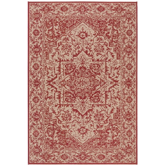 SAFAVIEH Linden Dania Medallion Indoor/Outdoor Area Rug, Red/Creme, 3' x 5'