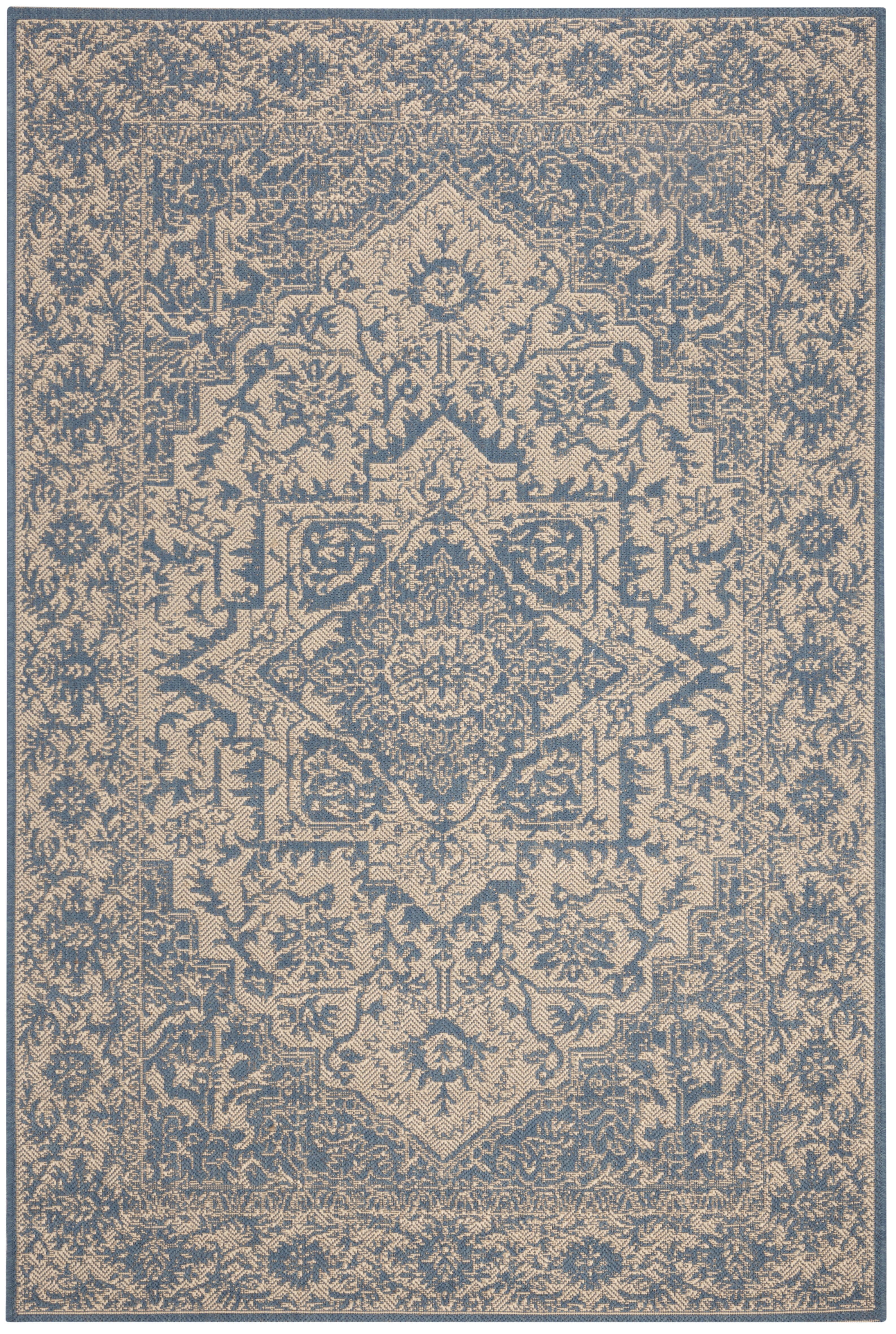 SAFAVIEH Linden Dania Traditional Area Rug, Cream/Blue, 4' x 6'