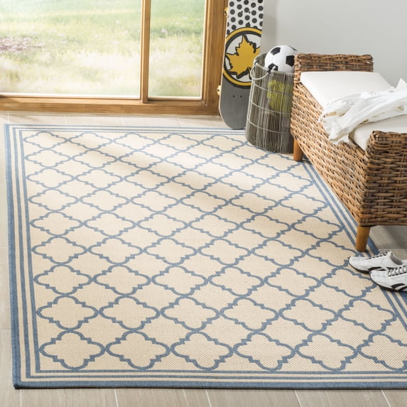 Safavieh Linden Danny Geometric Indoor/Outdoor Area Rug, Cream/Blue, 5'3" x 7'6"