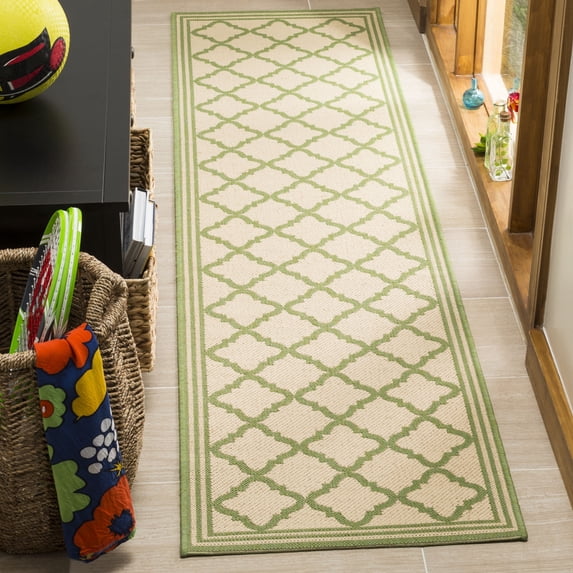 Safavieh Linden Danny Geometric Indoor/Outdoor Runner Rug, Cream/Olive, 2'2" x 8'
