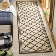Safavieh Linden Danny Geometric Indoor/Outdoor Runner Rug, Creme/Brown, 2'2" x 8'