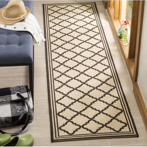 Safavieh Linden Danny Geometric Indoor/Outdoor Runner Rug, Creme/Brown, 2'2" x 8'