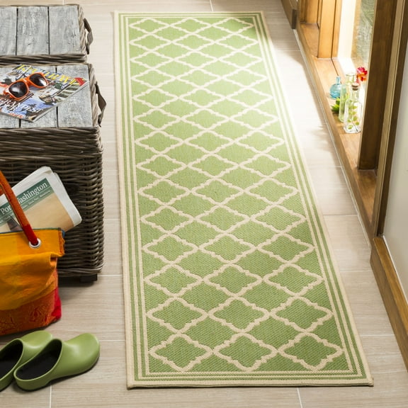 SAFAVIEH Linden Danny Geometric Runner Rug, Olive/Cream, 2' x 8'