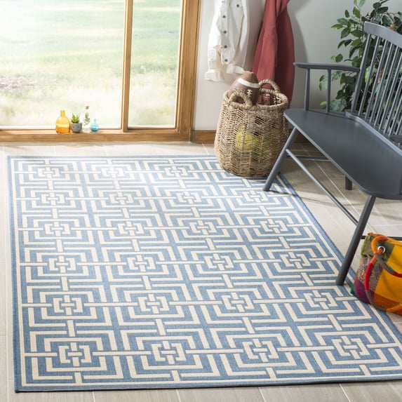 Safavieh Linden Derbhile Geometric Indoor/Outdoor Area Rug, Blue/Creme, 4' x 6'
