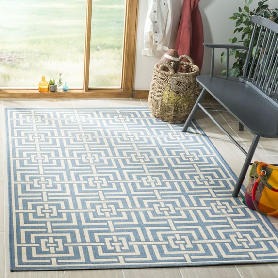 Safavieh Linden Derbhile Geometric Indoor/Outdoor Area Rug, Blue/Creme, 8' x 10'