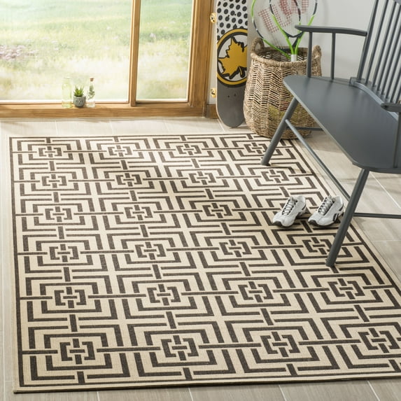 Safavieh Linden Derbhile Geometric Indoor/Outdoor Area Rug, Creme/Brown, 8' x 10'