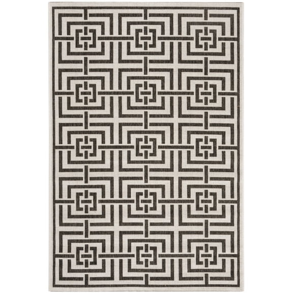 SAFAVIEH Linden Derbhile Geometric Squares Area Rug, Light Grey/Charcoal, 4' x 6'