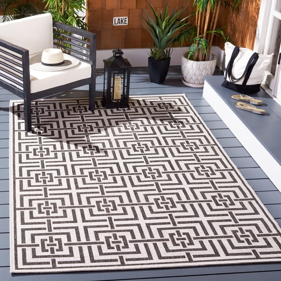 Safavieh Linden Derbhile Geometric Indoor/Outdoor Area Rug, Light Gray/Charcoal, 8' x 10'