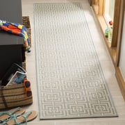 Safavieh Linden Derbhile Geometric Indoor/Outdoor Runner Rug, Aqua/Cream, 2'2" x 8'