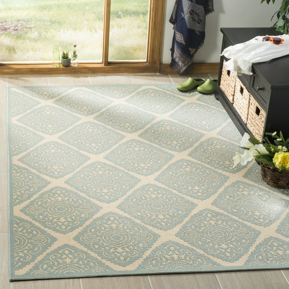 SAFAVIEH Linden Franco Damask Area Rug, Cream/Aqua, 4' x 6'