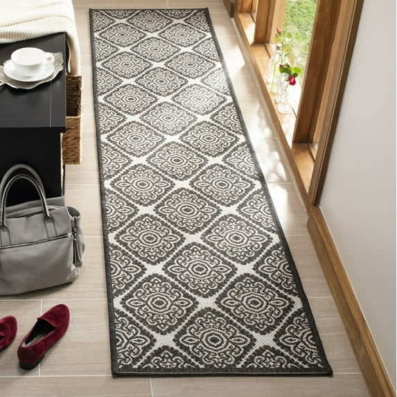 SAFAVIEH Linden Franco Damask Runner Rug, Light Grey/Charcoal, 2' x 8'