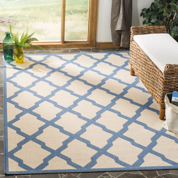 Safavieh Linden Gamal Geometric Indoor/Outdoor Area Rug, Cream/Blue, 4' x 6'