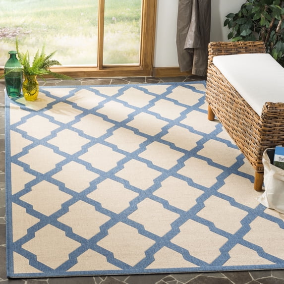 Safavieh Linden Gamal Geometric Indoor/Outdoor Area Rug, Cream/Blue, 8' x 10'