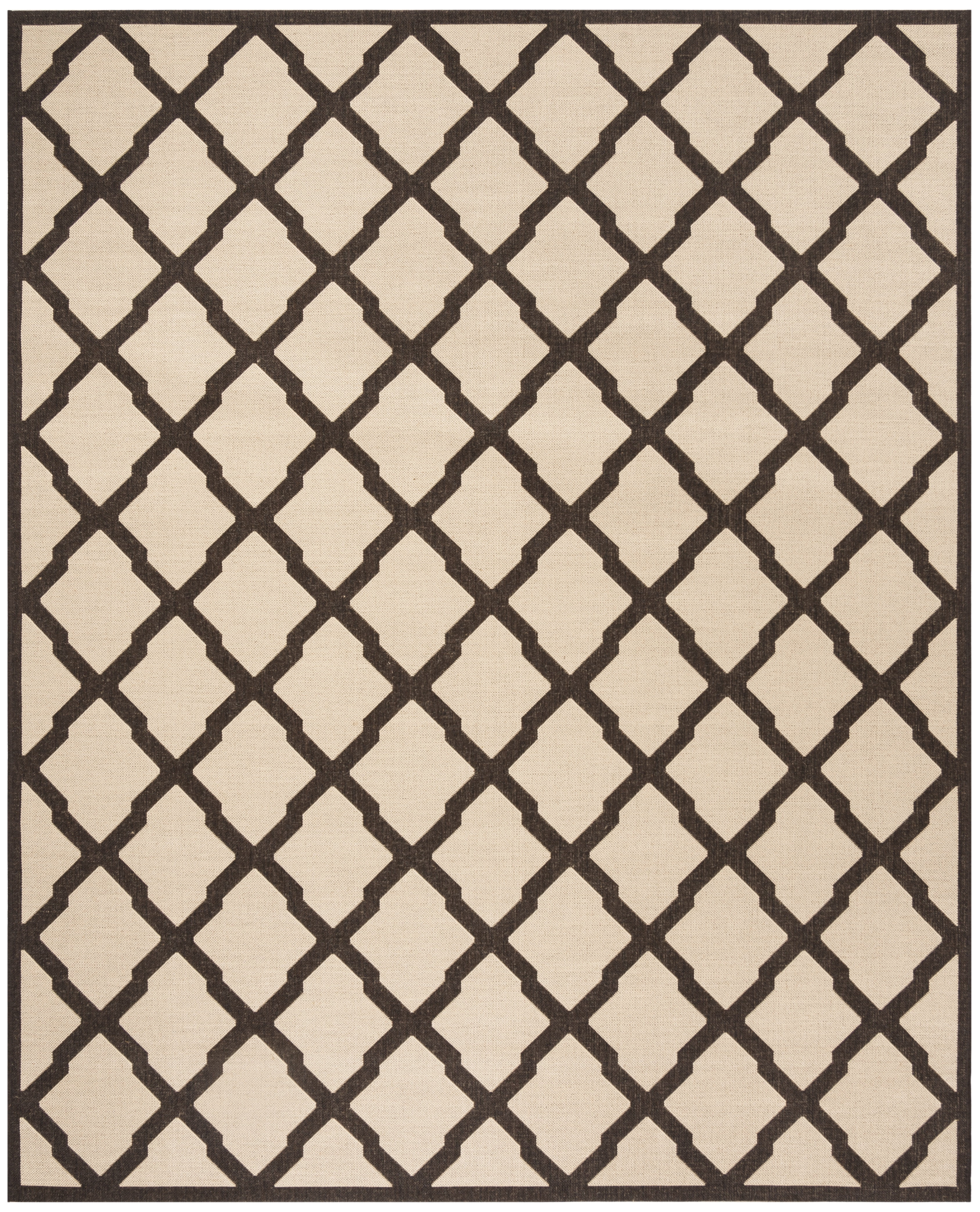 Cream & Brown Geometric Easy-Care Synthetic Area Rug, 8' x 10'