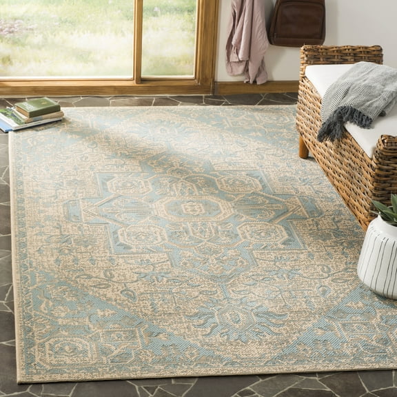 SAFAVIEH Linden Georgene Floral Area Rug, Aqua/Cream, 5'1" x 7'6"