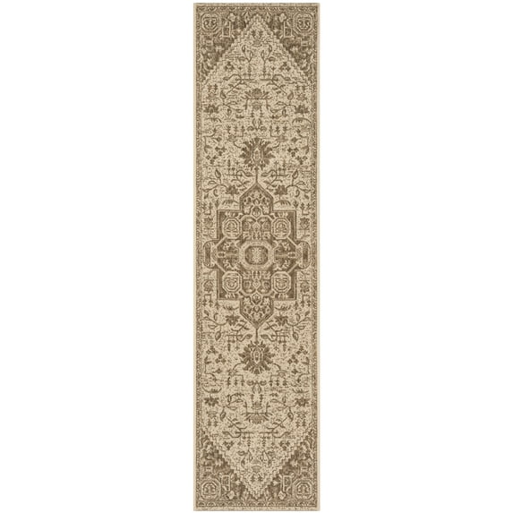 SAFAVIEH Linden Georgene Medallion Indoor/Outdoor Runner Rug, Beige/Cream, 2'2" x 6'
