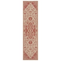 SAFAVIEH Linden Georgene Medallion Indoor/Outdoor Runner Rug, Red/Creme, 2'2" x 6'