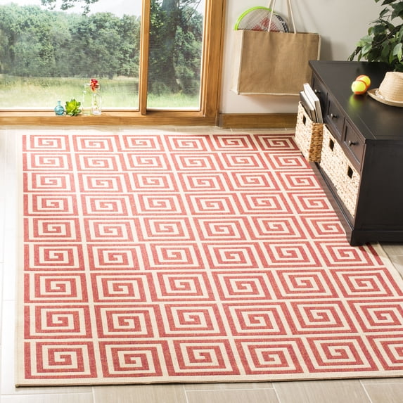 Safavieh Linden Joetta Geometric Indoor/Outdoor Area Rug, Red/Creme, 9' x 12'