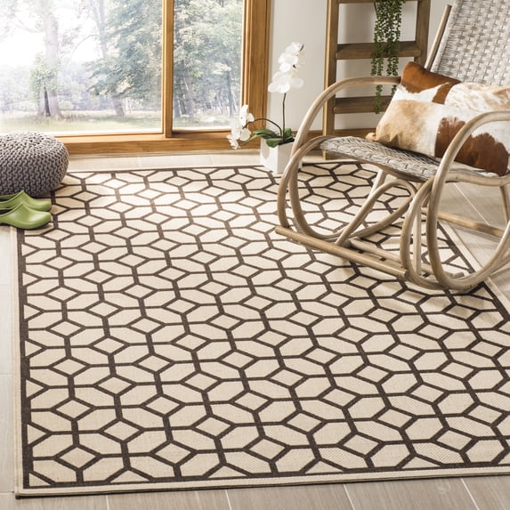 Safavieh Linden Joey Geometric Indoor/Outdoor Area Rug, Natural/Brown, 4' x 6'
