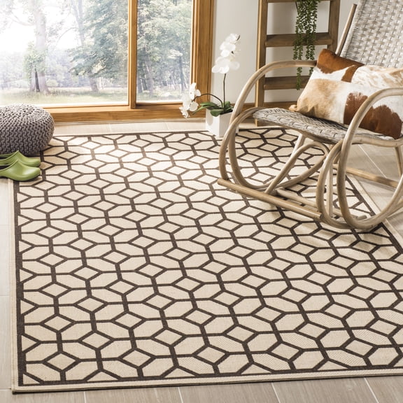 Safavieh Linden Joey Geometric Indoor/Outdoor Area Rug, Natural/Brown, 5'3" x 7'6"