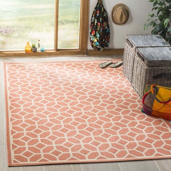 Safavieh Linden Joey Geometric Indoor/Outdoor Area Rug, Rust/Creme, 5'3" x 7'6"