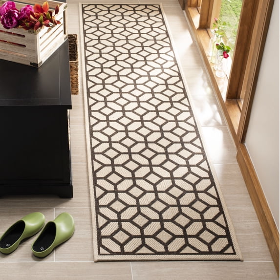 Safavieh Linden Joey Geometric Indoor/Outdoor Runner Rug, Natural/Brown, 2'2" x 8'