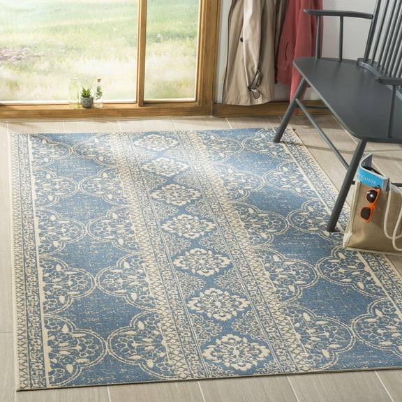SAFAVIEH Linden Malandra Floral Area Rug, Cream/Blue, 6'7" x 6'7" Square
