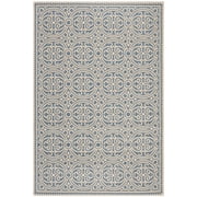 SAFAVIEH Linden Odetta Geometric Indoor/Outdoor Area Rug, Cream/Blue, 5'3" x 7'6"