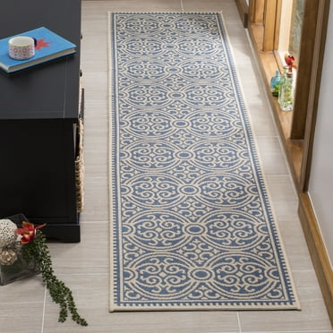 SAFAVIEH Linden Odetta Damask Runner Rug, Cream/Blue, 2' x 8'